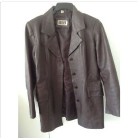 Brown Leather 3/4 Length Blazer (PRICE REDUCED) - Picture 1 of 2
